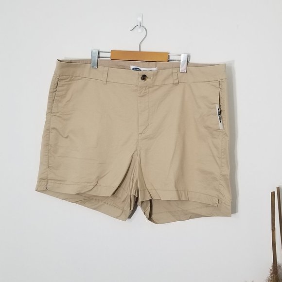 Old Navy NEW Khaki Tan Classic Everyday Cotton Blend Pockets Shorts Plus Size 20 - Picture 1 of 9